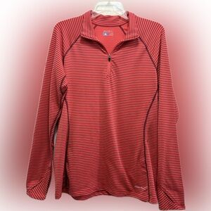 Eddie Bauer women's striped long-sleeve 1/4 zip pullover activewear top